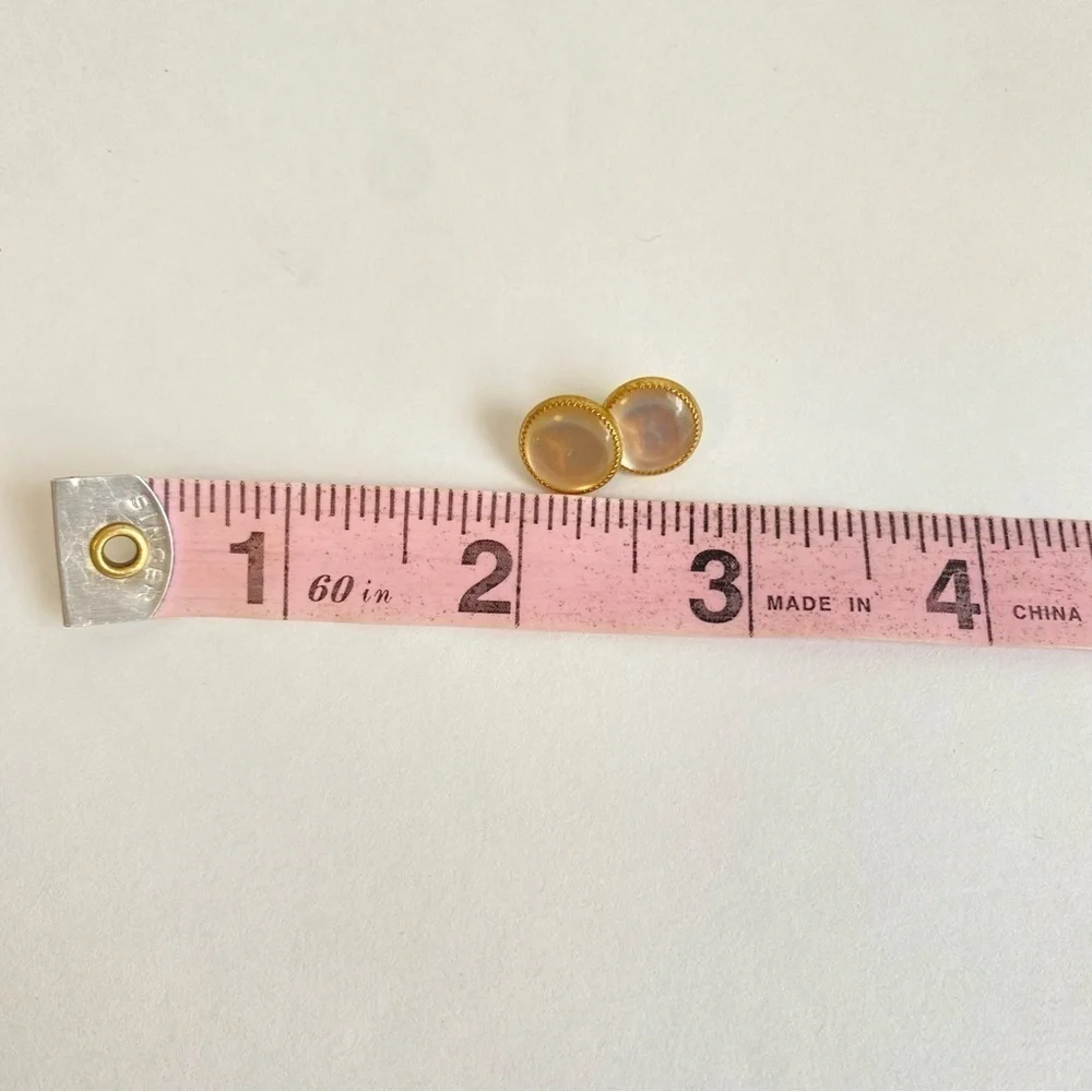 Vintage French Cufflinks Mother Of Pearl 10K Gold Moon Glow MOP 2 Pairs‎ Set